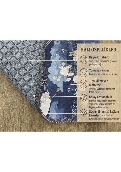 Lacivert Zeminli Dekoratif Kuş Figürlü Estetik Tasarım modelleri