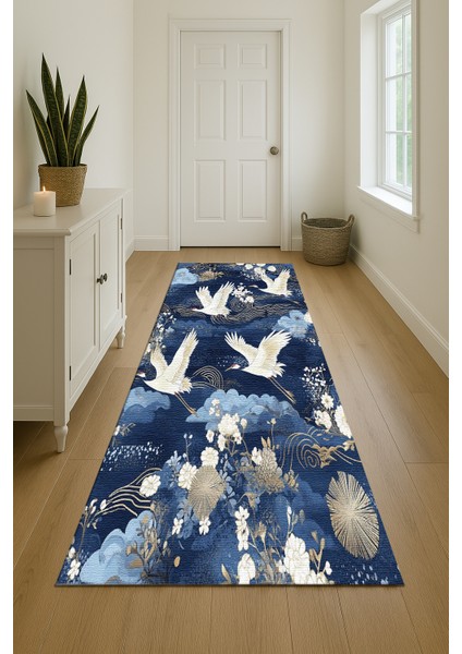 Lacivert Zeminli Dekoratif Kuş Figürlü Estetik Tasarım indirimleri