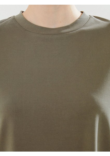 Yeni Sezon Bisiklet Yaka Modal Karışımlı Kadın Tişört modelleri