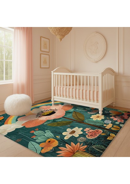 Çok Renkli ve Çok Desenli Çocuk Odası Halısı, Eğlenceli Oyun Odası Tasarımı