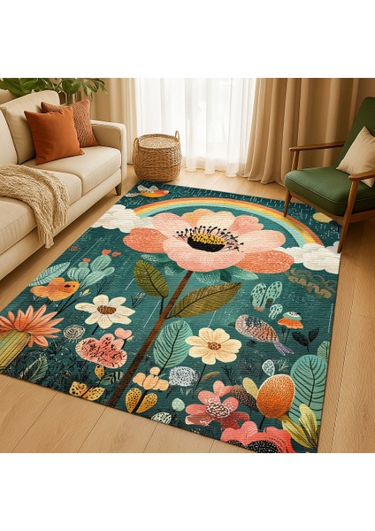 Çok Renkli ve Çok Desenli Çocuk Odası Halısı, Eğlenceli Oyun Odası Tasarımı