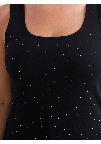 Yeni Sezon Büyük Beden U Yaka Taşlı Kadın Atlet modelleri