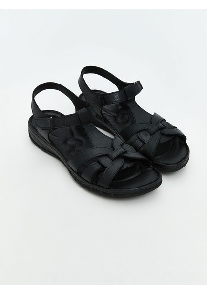 Yeni Sezon Deri Görünümlü Kadın Sandalet