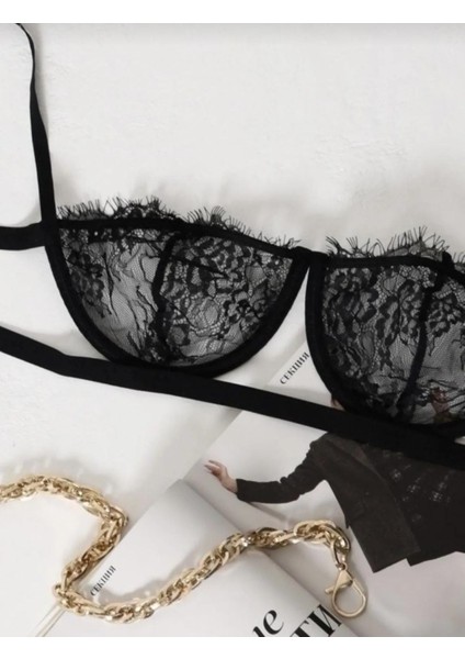 La Vıor Siyah Balenli Dantelli Bralet Takımı fiyatları