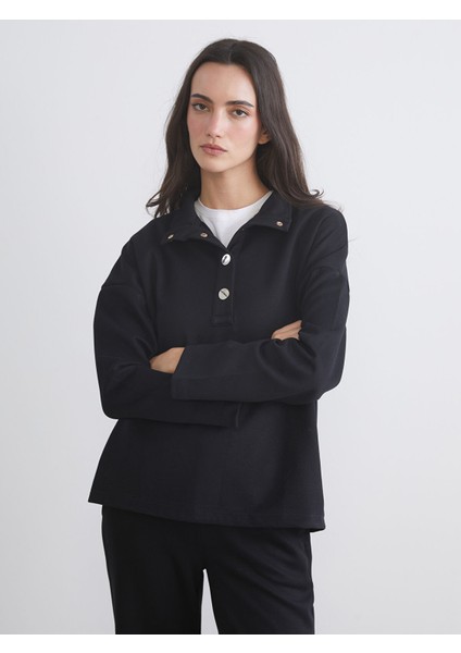 Yeni Sezon Dik Yaka Oversize Kadın Sweatshirt