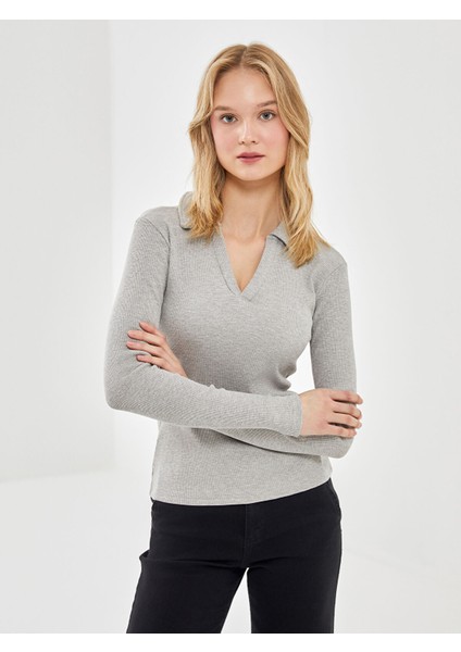 Yeni Sezon Polo Yaka Dokulu Kadın Tişört