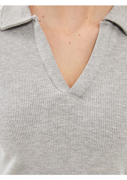 Yeni Sezon Polo Yaka Dokulu Kadın Tişört modelleri