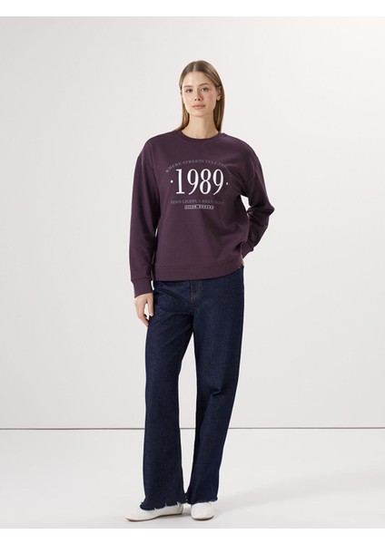 Yeni Sezon Bisiklet Yaka Baskılı Kadın Sweatshirt fiyatları