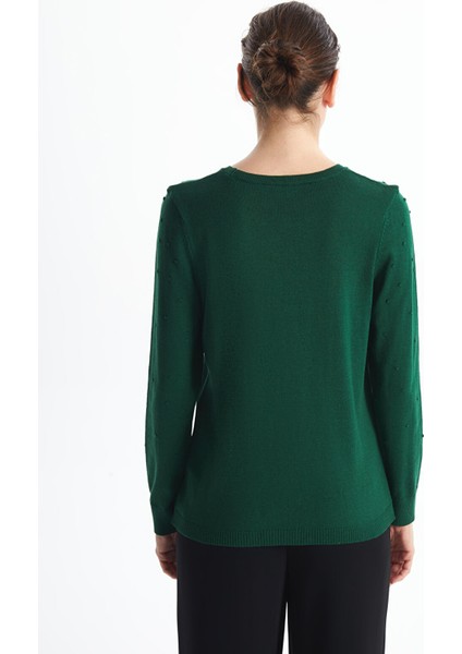 Yeni Sezon Bisiklet Yaka Kendinden Desenli Uzun Kollu Kadın Triko Kazak indirimleri