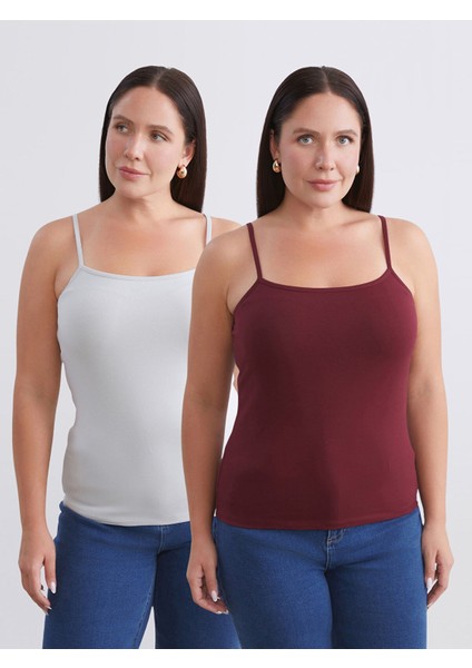 Yeni Sezon Büyük Beden U Yaka Kadın Atlet 2'li