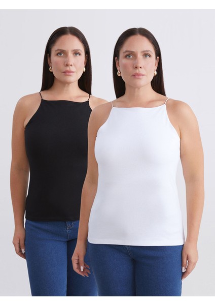 Yeni Sezon Büyük Beden Halter Yaka Kadın Atlet 2'li