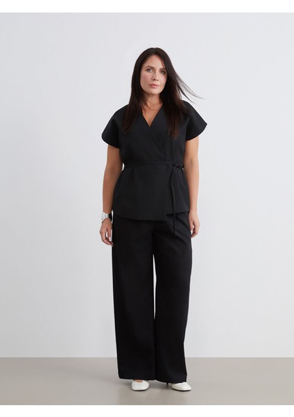 Yeni Sezon Büyük Beden Loose Fit Kadın Pileli Pantolon