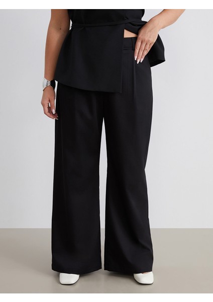 Yeni Sezon Büyük Beden Loose Fit Kadın Pileli Pantolon fiyatları