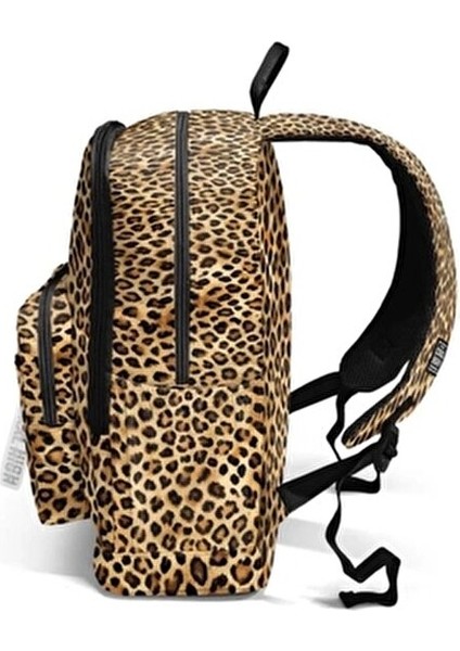 Kahverengi Leopar Desenli Okul Sırt Çantası 18 Litre Kapasiteli Ergonomik Tasarım