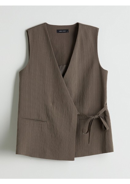 Yeni Sezon Kruvaze Yaka Dokulu Kadın Klasik Yelek indirimleri