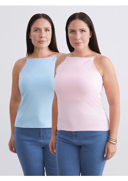 Yeni Sezon Büyük Beden Halter Yaka Kadın Atlet 2'li