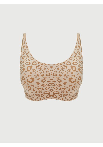 Yeni Sezon Balensiz Yarım Dolgulu Leopar Desenli Sporcu Sütyeni