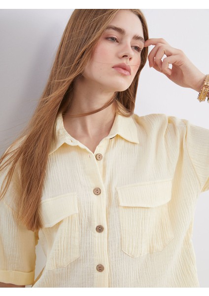 Yeni Sezon Dokulu Müslin Kadın Gömlek