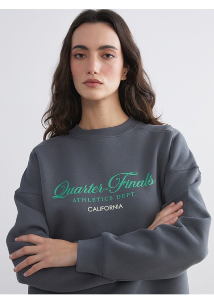 Yeni Sezon California Baskılı Oversize Kadın Kalın Sweatshirt
