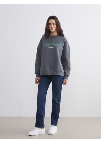 Yeni Sezon California Baskılı Oversize Kadın Kalın Sweatshirt fiyatları