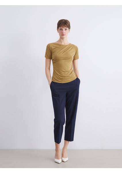 Yeni Sezon Bisiklet Yaka Büzgülü Modal Karışımlı Bluz fiyatları