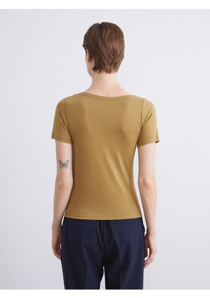 Yeni Sezon Bisiklet Yaka Büzgülü Modal Karışımlı Bluz fırsatları