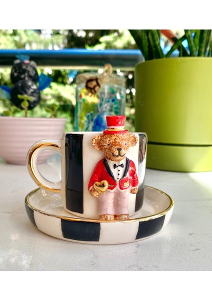 El Yapımı Seramik Gerçek 24K Altın Dekorlu Damat Teddy Türk Kahvesi Fincanı fiyatları