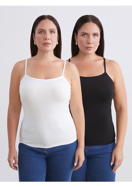 Yeni Sezon Büyük Beden U Yaka Kadın Atlet 2'li