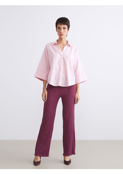 Yeni Sezon Beli Lastikli Dokulu Kadın Pantolon