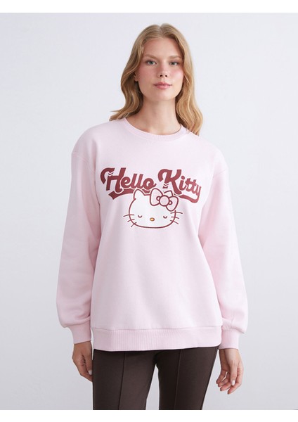 Yeni Sezon Hello Kitty Baskılı Oversize Kadın Kalın Sweatshirt