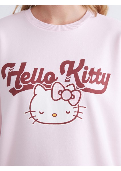 Yeni Sezon Hello Kitty Baskılı Oversize Kadın Kalın Sweatshirt modelleri