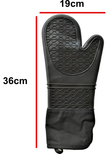Siyah Profesyonel Silikon Fırın Eldiveni, Mutfak, Barbekü, Fırın, Izgara Için Içi Pamuklu Isıya Dayanıklı Büyük Boy 36 cm modelleri