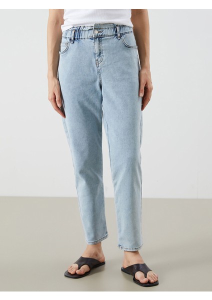 Yeni Sezon Beli Lastikli Slim Mom Kadın Jean Pantolon fiyatları