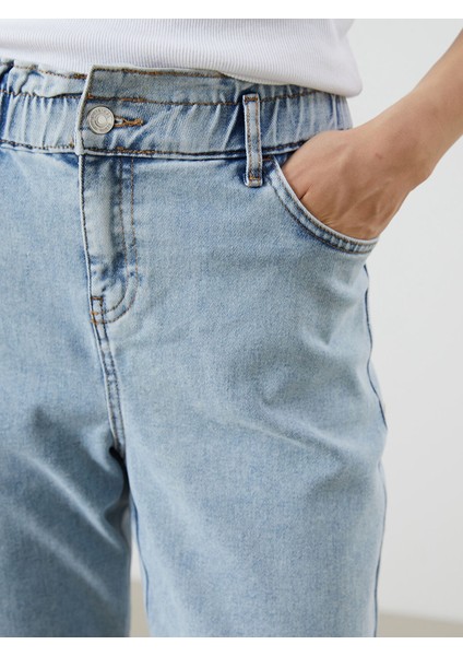 Yeni Sezon Beli Lastikli Slim Mom Kadın Jean Pantolon modelleri