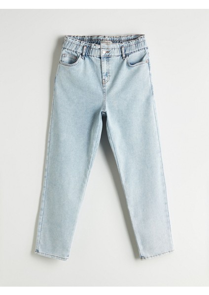 Yeni Sezon Beli Lastikli Slim Mom Kadın Jean Pantolon indirimleri