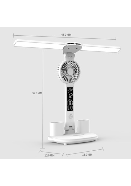 Çalışma Için Şarj Edilebilir Masa Lambası, Masa Lambası Okuma Işığı LED Tablo Işığı Fanlı, LED Saat Dispaly Okuma Lambası (Yurt Dışından) modelleri