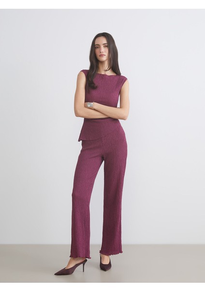 Yeni Sezon Beli Lastikli Dokulu Kadın Pantolon fiyatları
