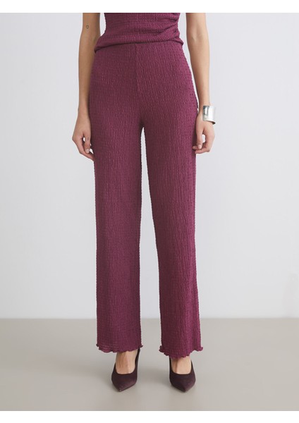 Yeni Sezon Beli Lastikli Dokulu Kadın Pantolon modelleri