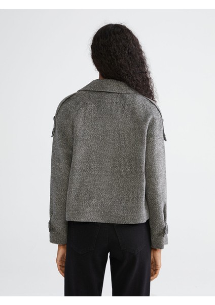 Yeni Sezon Kruvaze Yaka Desenli Kadın Kaşe Ceket indirimleri