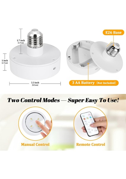 Lambalar Için Pille Çalışan Ampul, Uzaktan Kumandalı LED Diski Işıklarında Vidalayın, E26 Soketi Duvar Sconce 2 Pack (Yurt Dışından) modelleri