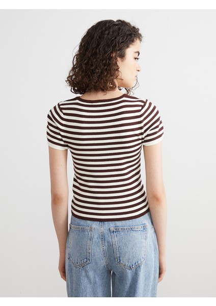 Yeni Sezon Bisiklet Yaka Çizgili Kadın Triko Kazak fırsatları