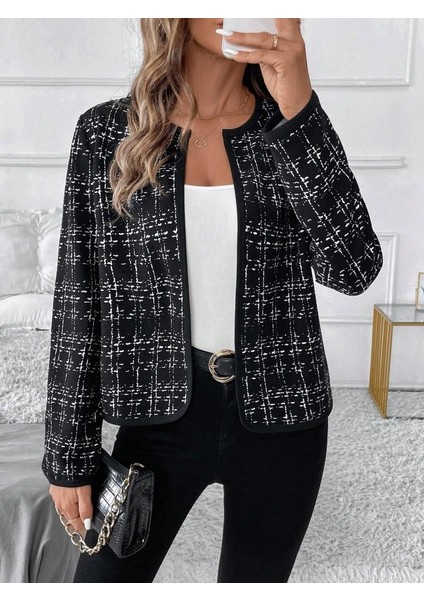 Kadın Uzun Kollu Önü Açık Şanel Kısa Ceket