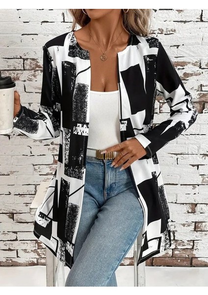 Eyesof Kadın Uzun Kollu Önü Açık Desenli Modal Kısa Ceket indirimleri