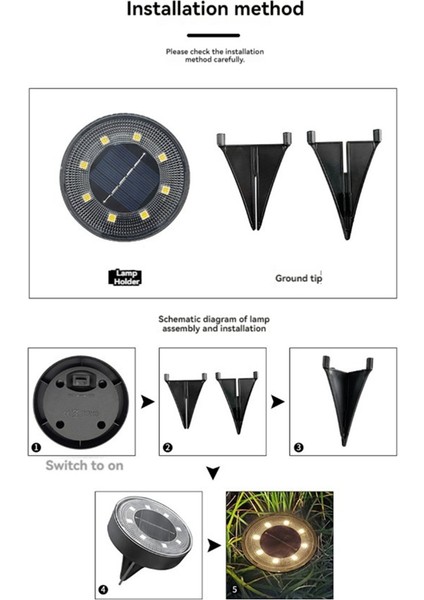Güneş Yer Işıkları IP68 Su Geçirmez Güneş Powered Disk Işıkları Dış Mekan Peyzaj Işıkları Veranda Yolu Için Sıcak Işık (Yurt Dışından)