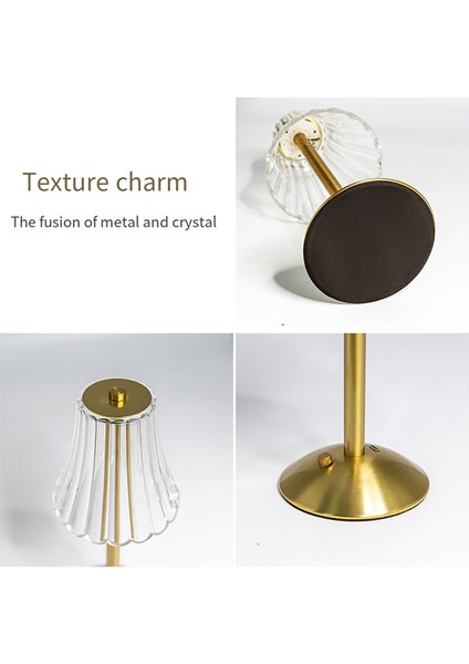LED Kristal Dekoratif Masa Lambası 800MAH Şarj Edilebilir Atmosfer Gece Işığı Restoran Kafe Için 3 Seviyeli Parlaklık (Yurt Dışından) modelleri