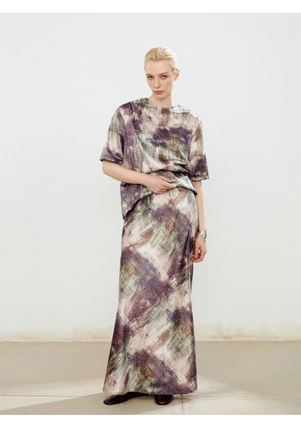 Yeni Sezon Beli Lastikli Desenli Etek