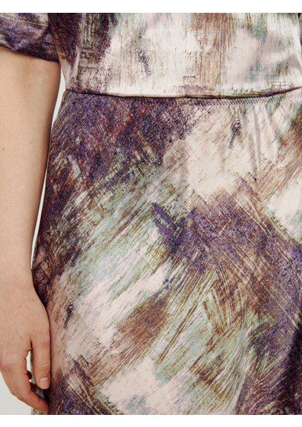 Yeni Sezon Beli Lastikli Desenli Etek modelleri