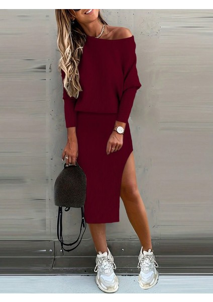 Miracotton Kadın Uzun Kollu Düşük Omuz Yırtmaç Detay Kaşkorse Etek Bluz Ikili Takım fiyatları