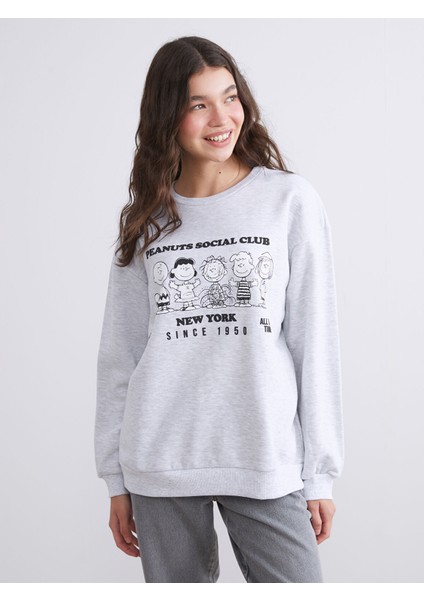 Yeni Sezon Snoopy Baskılı Oversize Kadın Kalın Sweatshirt