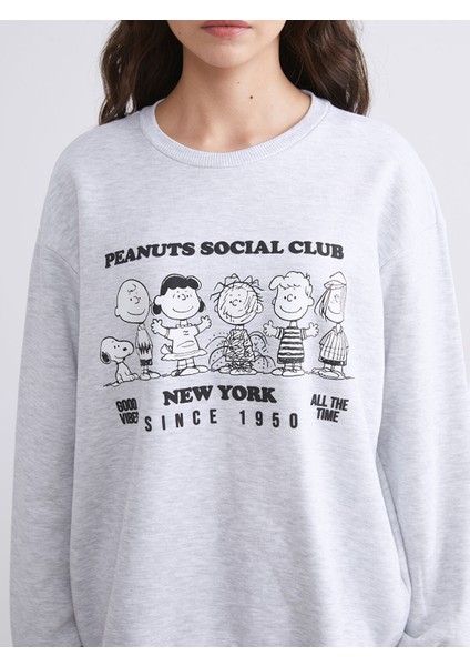 Yeni Sezon Snoopy Baskılı Oversize Kadın Kalın Sweatshirt modelleri